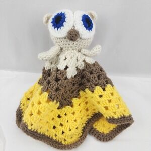 Owl Security Lovey Handmade Crochet Baby Blanket-Unisex‎ Shower Gift Child